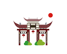 卡通手绘孔庙