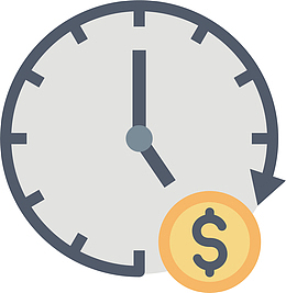 矢量图水彩时钟金币