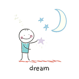 卡通水彩蓝色小人