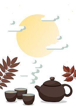 矢量中式一壶茶水