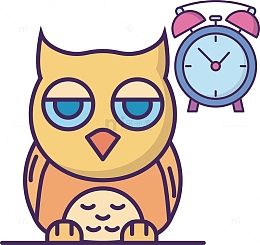世界睡眠日夜猫子闹钟卡通图标