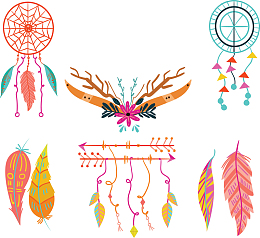 粉红羽毛民族风花纹