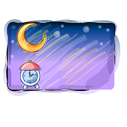 卡通手绘夜晚的窗户