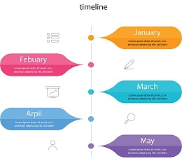彩色气泡月份时间轴