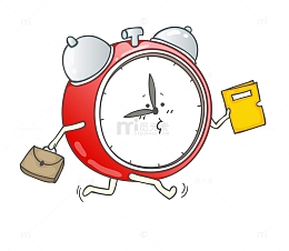 卡通奔跑的闹钟免抠图