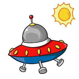 世界航空日卡通宇宙飞碟素材