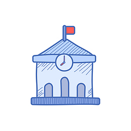 蓝色手绘几何学校元素