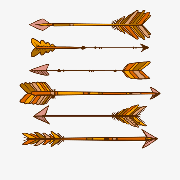 手绘复古羽毛箭矢量图