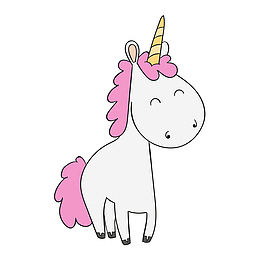 卡通微笑的独角兽免抠素材