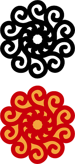 红色瓦当花纹八边形