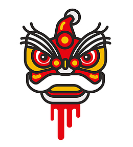 红黄色相间狮子头中国风矢量元宵