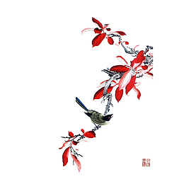 站在花枝上的小鸟