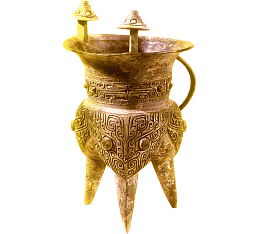 黄色中国风古代酒尊