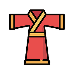 红色手绘中国传统服饰