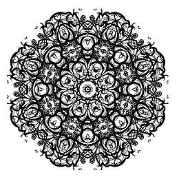 矢量黑白团花花纹图案