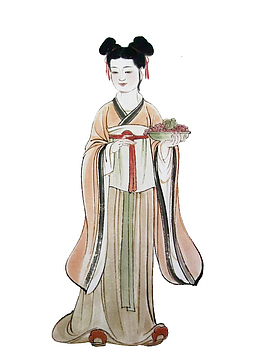 手绘隋代侍女服饰
