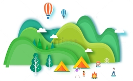 中国风立体山水画风景插画