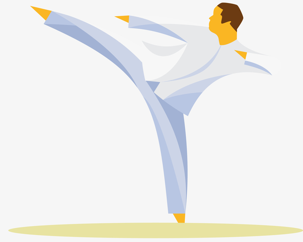 踢腿矢量卡通中华武术