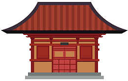 红色屋顶矢量卡通风格建筑