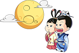 手绘卡通赏月中秋节插画设计