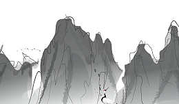 中国风水墨山水画展板