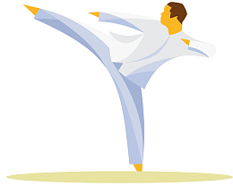 踢腿矢量卡通中华武术