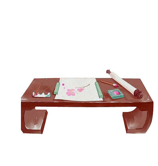 棕色中国风桌子画作装饰图案