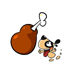 卡通看见大鸡腿开心的小狗素材