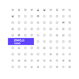 矢量EMOJI简约线条黑色表情包