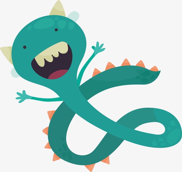 卡通小怪物绿蛇矢量素材