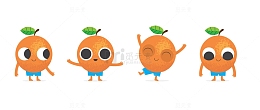 可爱表情橙子矢量图