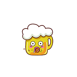卡通吃炸鸡腿的啤酒素材