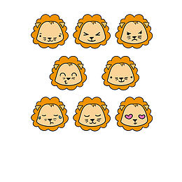 矢量EMOJI卡通可爱小狮子表情包