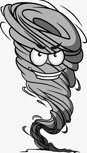 灰色卡通邪恶龙卷风免扣图