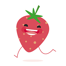 红色奔跑的草莓矢量图