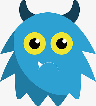 卡通蓝色猫头鹰小怪物矢量素材