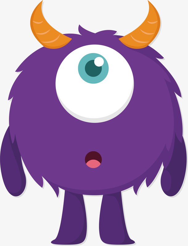 卡通紫球小怪物矢量素材