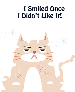 不高兴表情的卡通猫咪