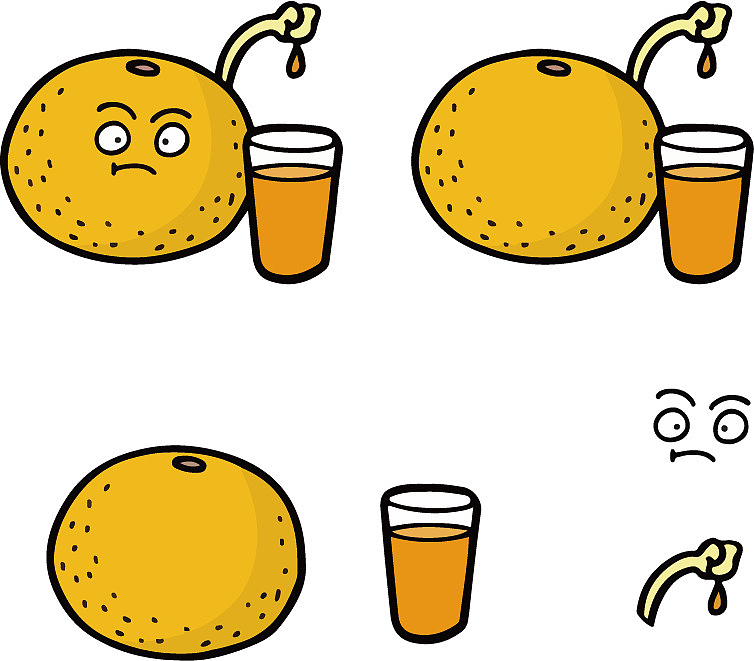 创意趣味鲜橙果汁表情简笔画