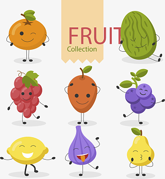 8款笑脸表情水果矢量素材