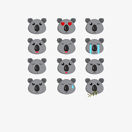 矢量emoji卡通可爱考拉表情包