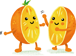 水彩橙子表情设计