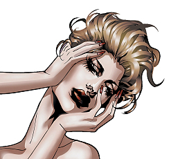 时尚插画抱头皱眉痛苦的女人