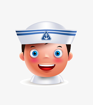 戴着不同帽子的卡通海军职业人物