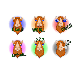 矢量EMOJI动物骆驼表情包