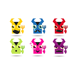 矢量卡通魔鬼可爱表情包