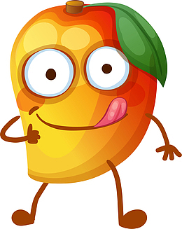 手绘拟人黄桃水果形象