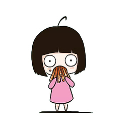 卡通女孩吃辣条惊呆的表情插画免