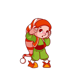 卡通手捂着耳朵的小孩素材