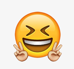 黄色表情包开口笑剪刀手开心